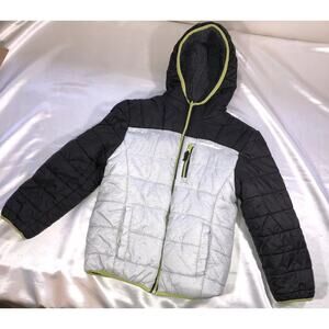 Eddie Bauer Coat Puffer Sherpa Lined Reversible Hood Boys Size S 7/8